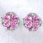 925 Sterling Silver Crystal Pink Heart Stud Earrings Jewellery Women Girls Gift