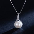 925 Sterling Silver Crystal Pearl Pendant Necklace Women Girls Jewellery Gift UK