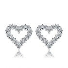 Womens Girls 925 Sterling Silver Crystal Heart Stud Earrings Jewellery Gift UK