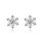Crystal Snowflakes 925 Sterling Silver Stud Earrings Women Girls Christmas Gift