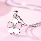 925 Sterling Silver Pink Flower Pendant Necklace Stud Earrings Womens Gift