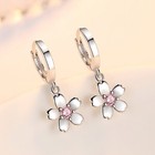 925 Sterling Silver Lovely Flower Hoop Earrings Women Girls Jewellery Gift