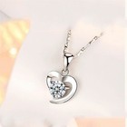 925 Sterling silver Heart Pendant Chain Necklace Stud Earrings Women Jewellery