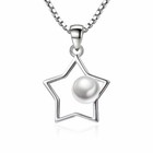 Women Girls Pearl Star Pendant Chain Necklace 925 Sterling Silver Jewellery Gift