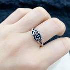 Vintage Beauty Rose Adjustable Ring 925 Sterling Silver Women Girls jewellery