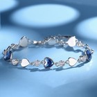 925 Sterling Silver Crystal Love Heart Linked Charm Bracelet Women Jewellery UK