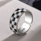 Fashion Checkerboard Heart Adjustable Ring 925 Sterling Silver Jewellery Gift