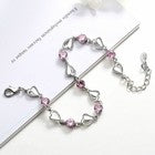 925 Sterling Silver Crystal Stone Heart Linked Charm Bracelet Women Jewellery UK
