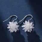 Crystal Ice Snowflake Drop Hook Earrings 925 Sterling Silver Womens Christmas UK