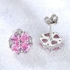 925 Sterling Silver Crystal Pink Heart Necklace Stud Earrings Womens Jewellery