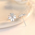 Womens Girls 925 Sterling Silver Crystal Heart Clover Stud Earrings Jewellery UK