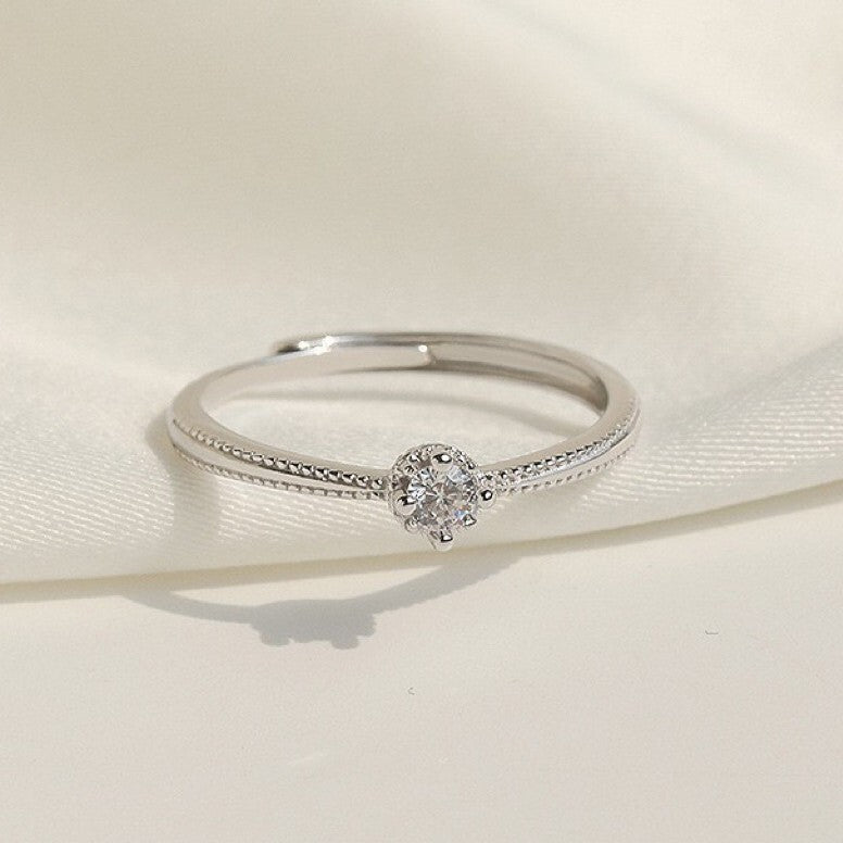 925 Sterling Silver Crystal Adjustable Ring Fashion Women Girls Jewellery Gift