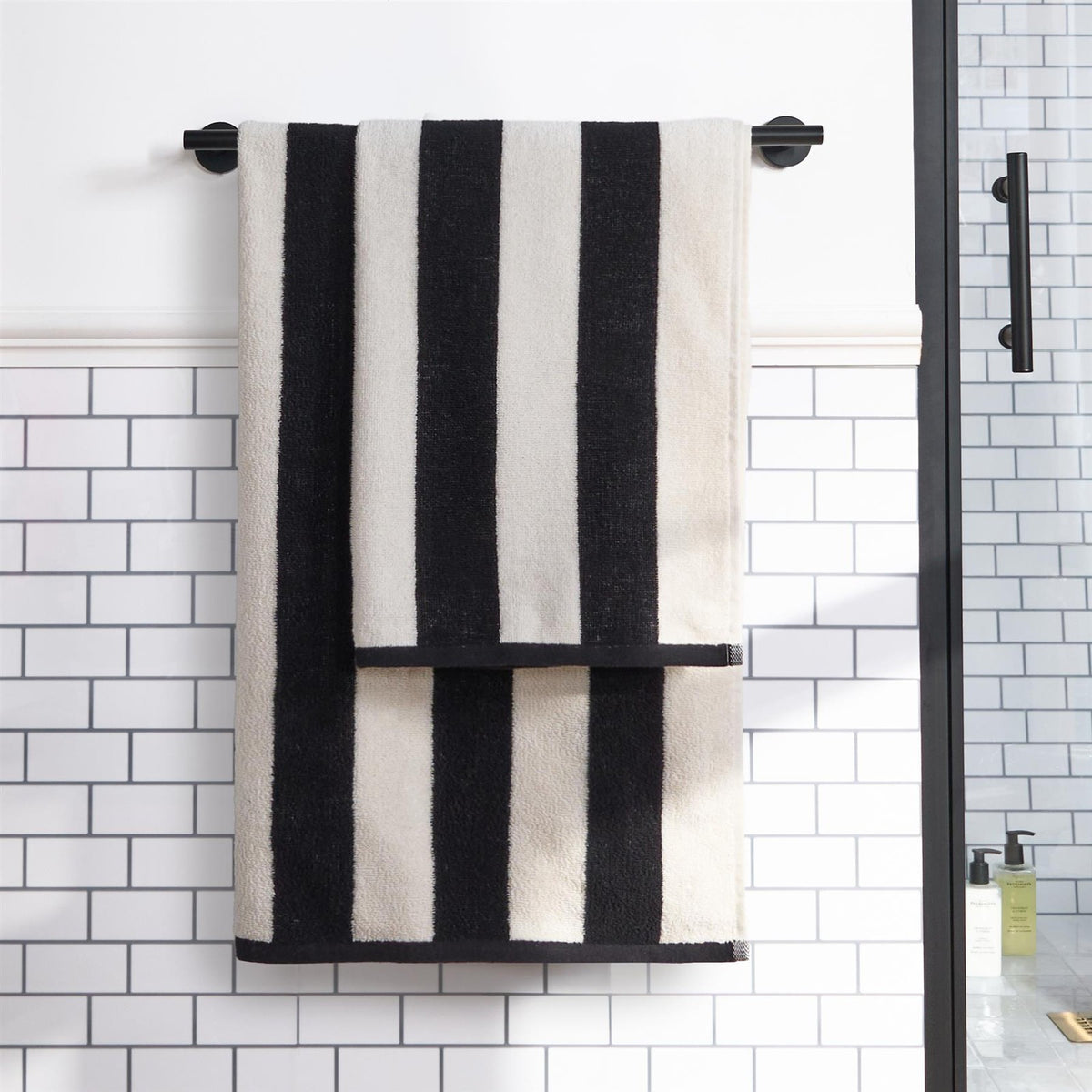 OHS Stripe 100% Cotton Bath Hand Towel Hotel Luxury Shower Soft Absorbent