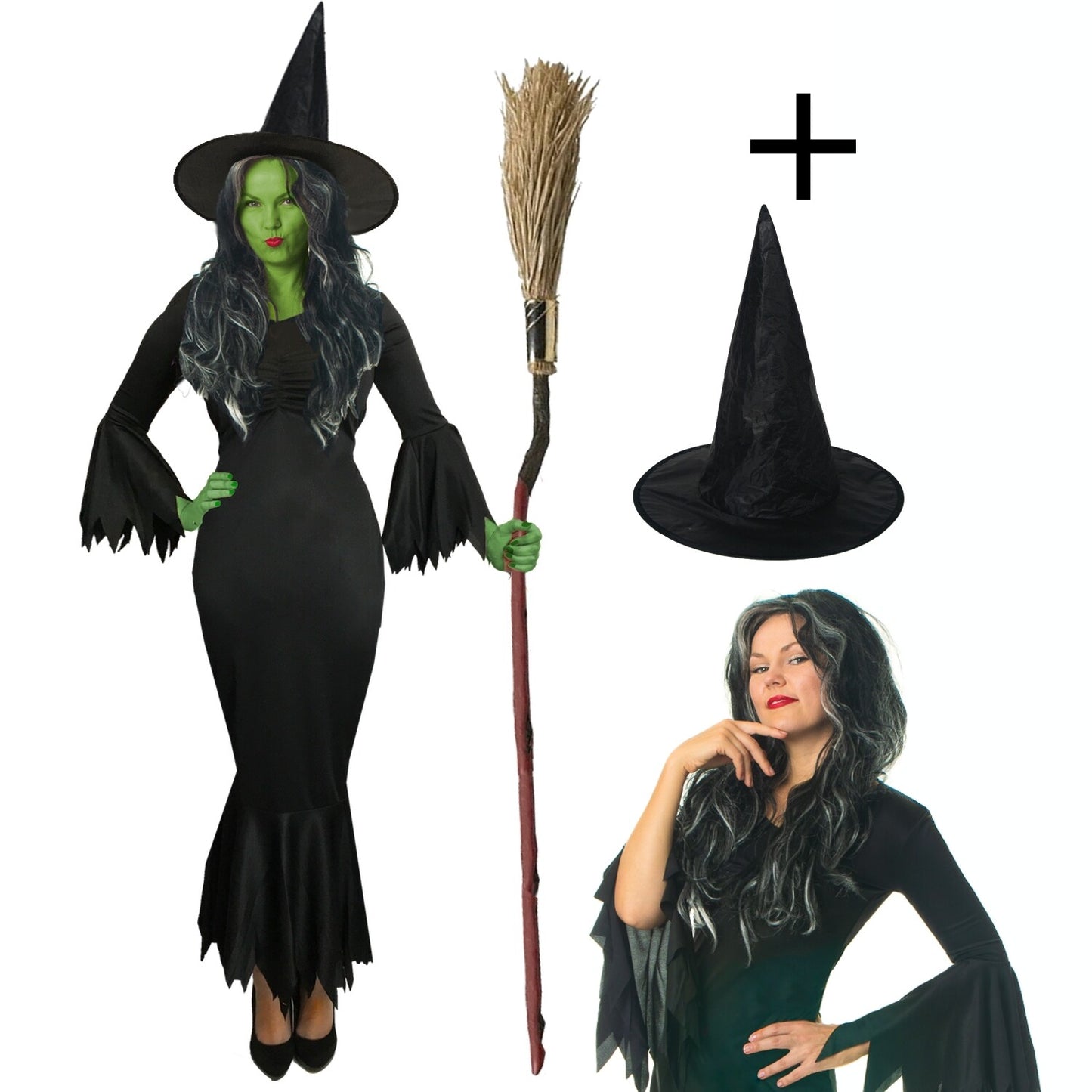 LADIES WICKED WITCH FANCY DRESS HALLOWEEN ADULT COSTUME GOTHIC FAIRYTALE SPOOKY