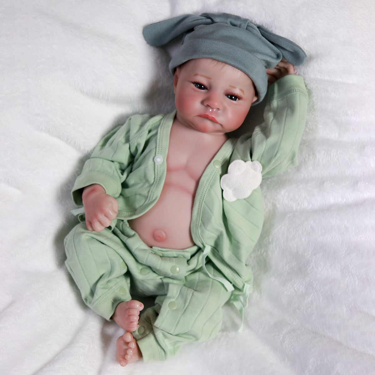 18" Lifelike Waterproof Reborn Baby Dolls Newborn Boy Doll Full Body Vinyl Twins