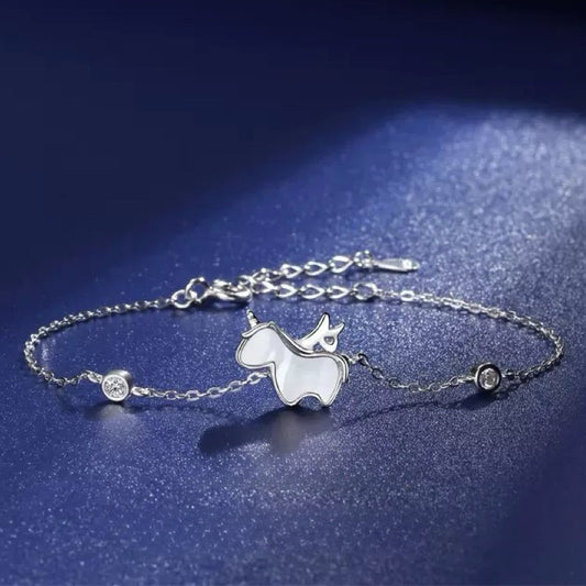 925 Sterling Silver Crystal Cute Unicorn Charm Bracelet Women Girls Jewellery UK