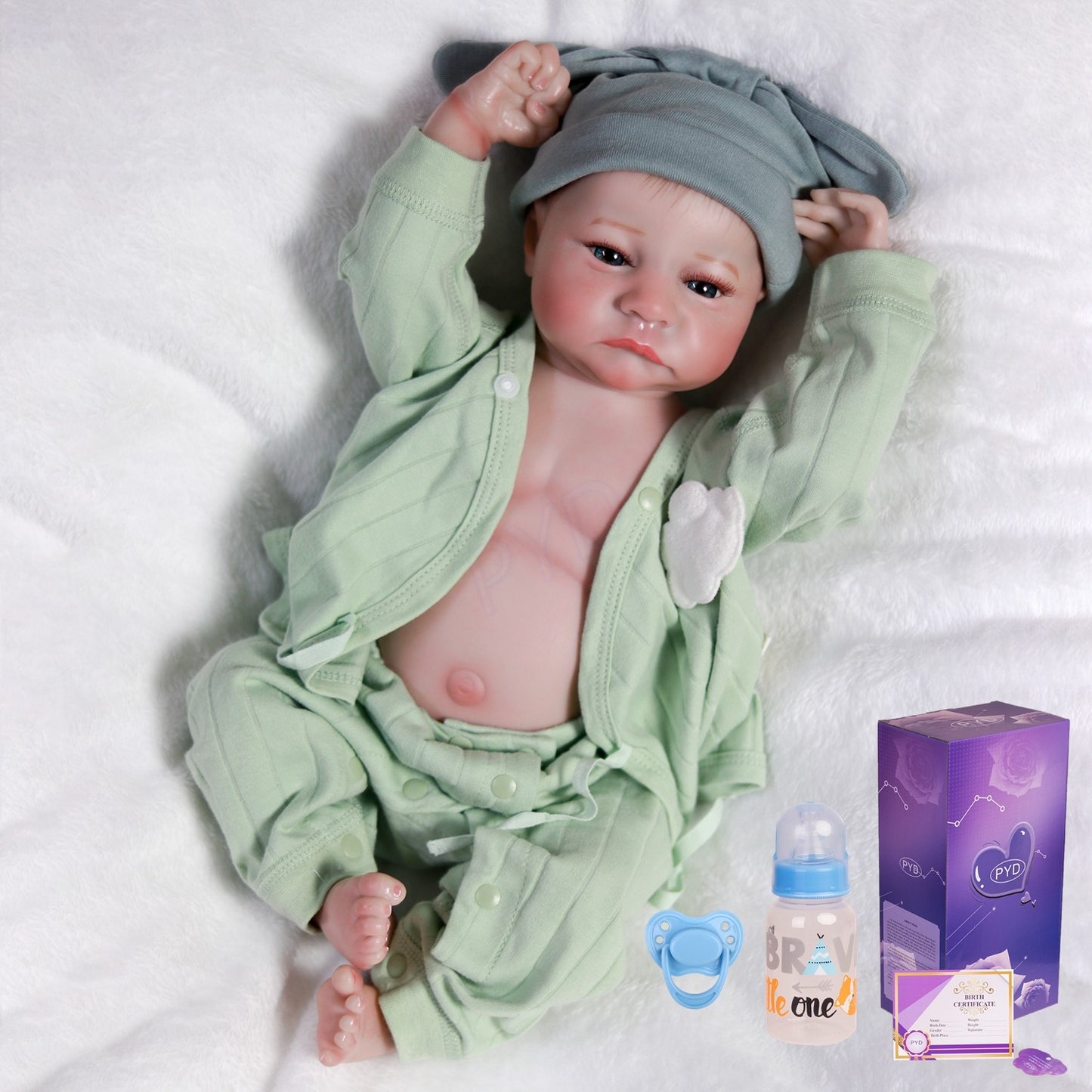 Realistic Reborn Baby Boy Doll Waterproof Newborn Dolls Full Vinyl Silicone Body