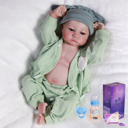 Realistic Reborn Baby Boy Doll Waterproof Newborn Dolls Full Vinyl Silicone Body