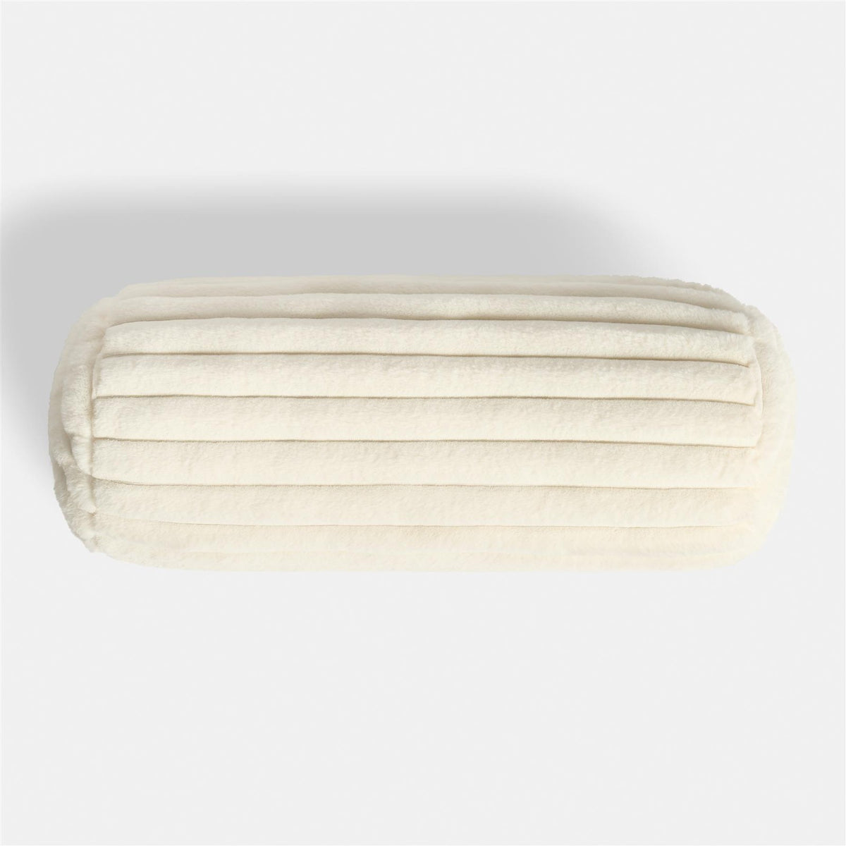 OHS Ribbed Bolster Pillow Faux Fur Round Soft Neck Roll Luxury Filled Cushion