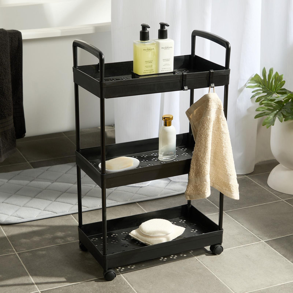 OHS Trolley Cart 3 Tier Roll Bathroom Storage Portable Kitchen Home Organiser