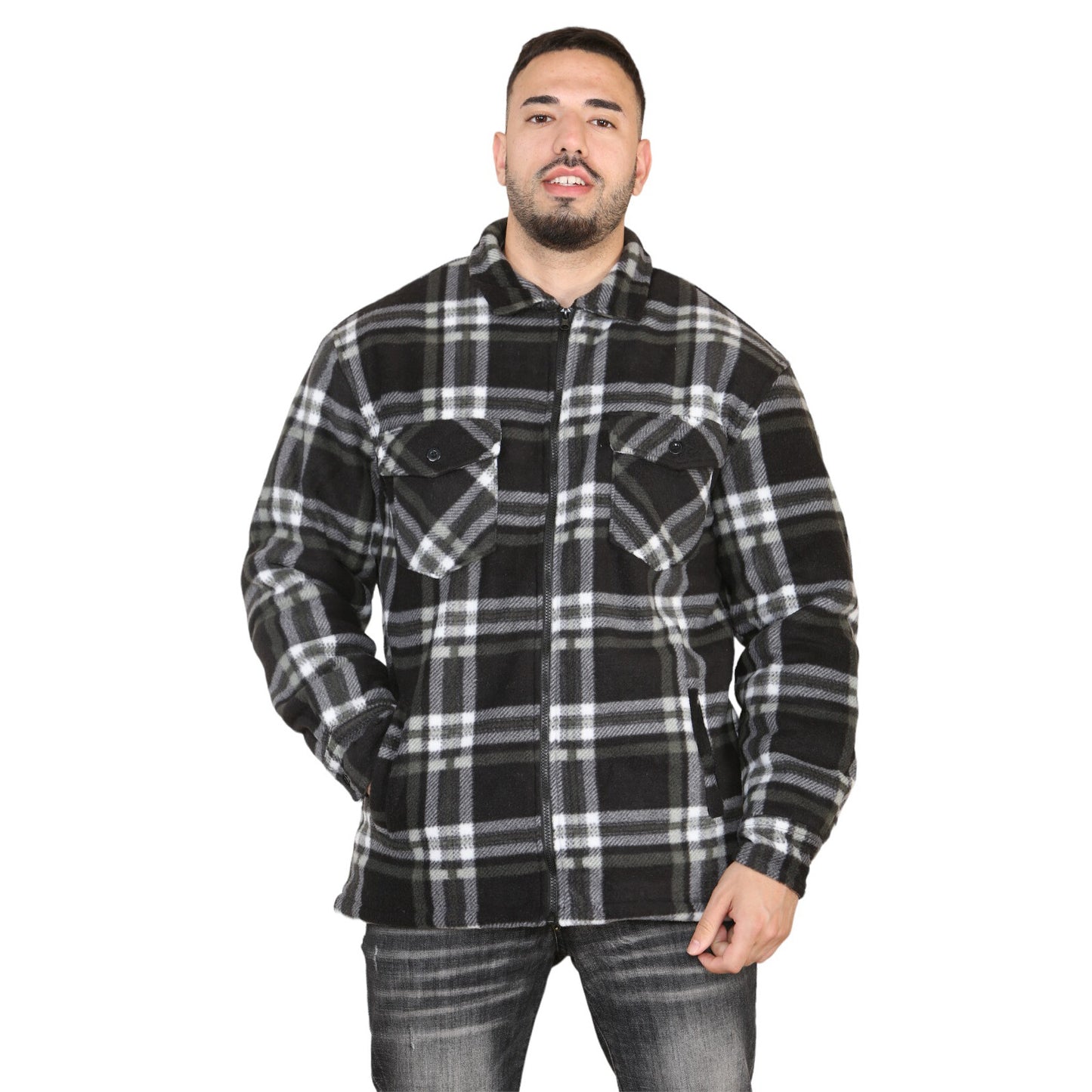 MENS PADDED SHIRT FUR LINED LUMBERJACK FLANNEL WORK JACKET WARM THICK CASUAL TOP