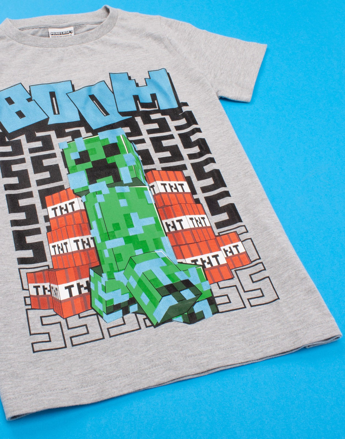 Minecraft Short Sleeved T-Shirt | Boys Grey Gaming | Official Merch