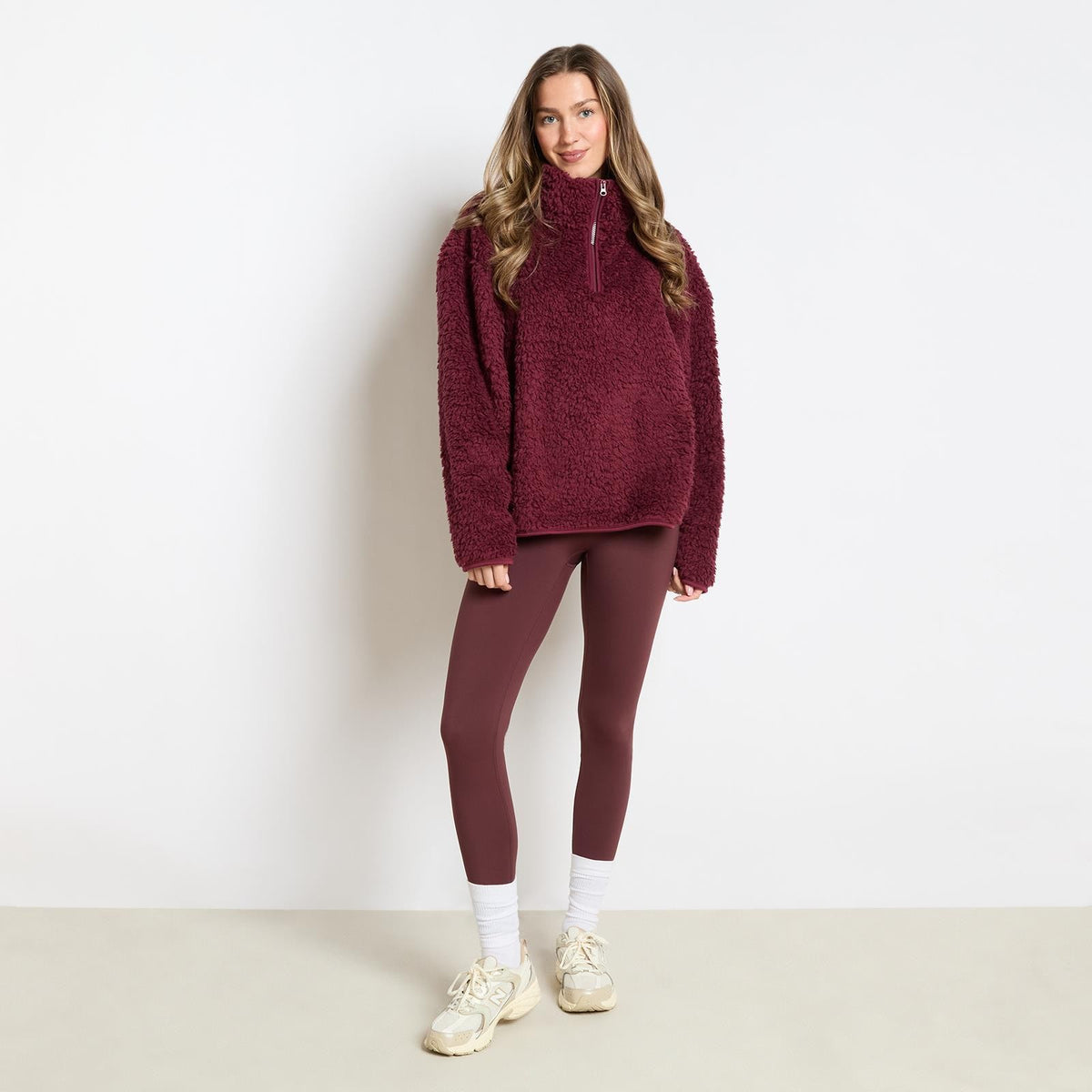 OHS Half Zip Hoodie Plain Thermal Teddy Fleece Winter Jumper Pullover Sweatshirt