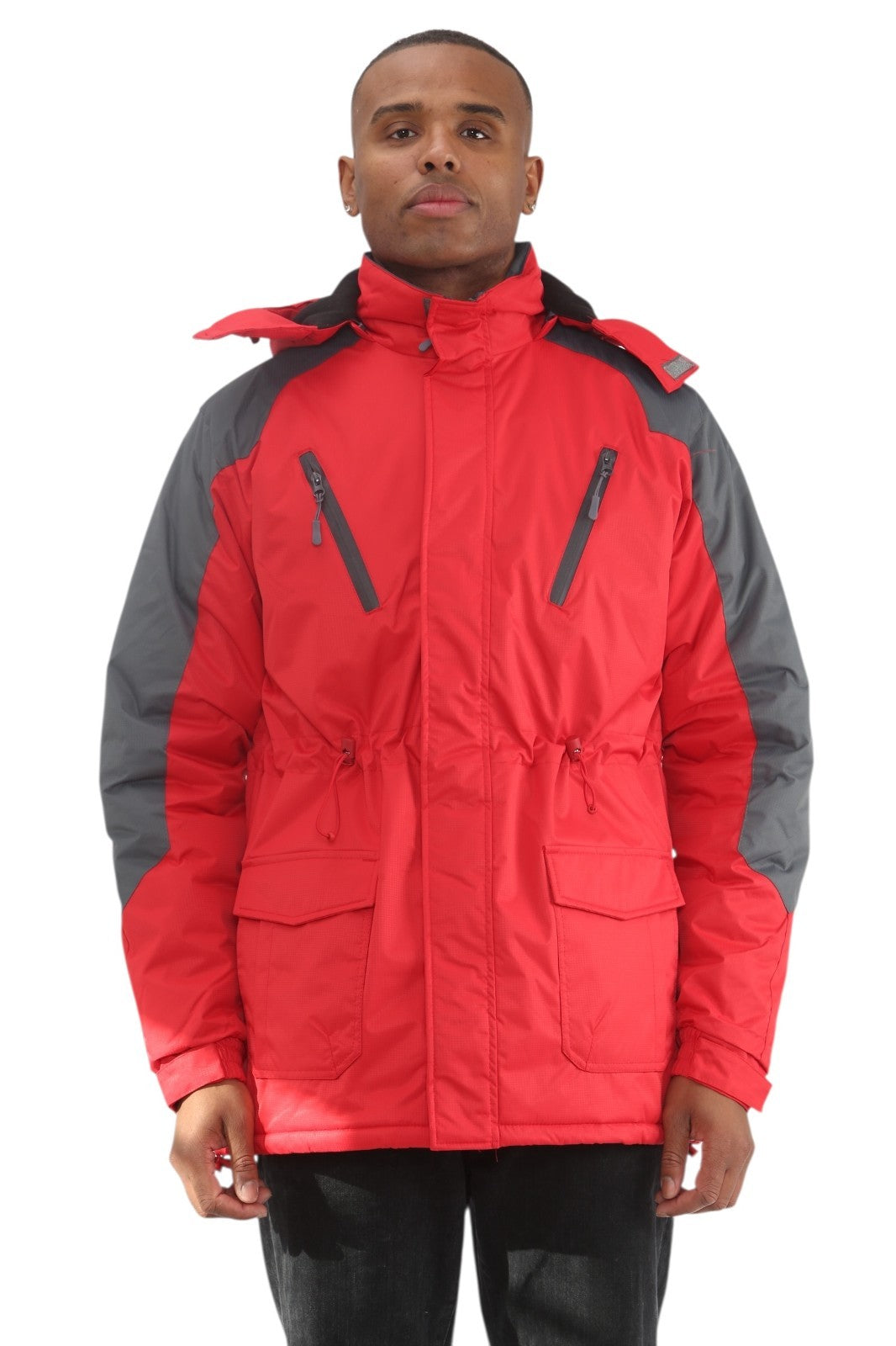 Mens Padded Winter Jacket Fleece Lined Warm Coat Hooded Waterproof Parka