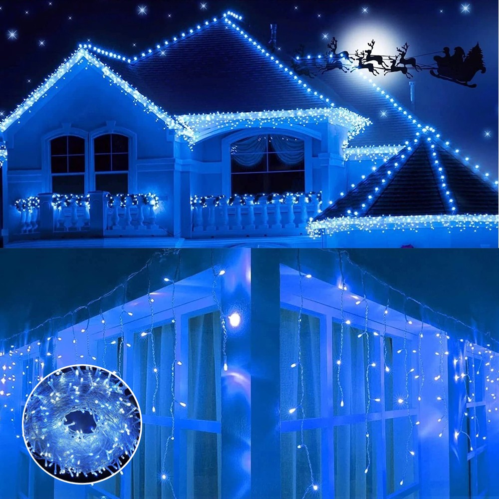 CHRISTMAS LED WHITE SNOWING ICICLE BRIGHT PARTY WEDDING XMAS OUTDOOR LIGHTS