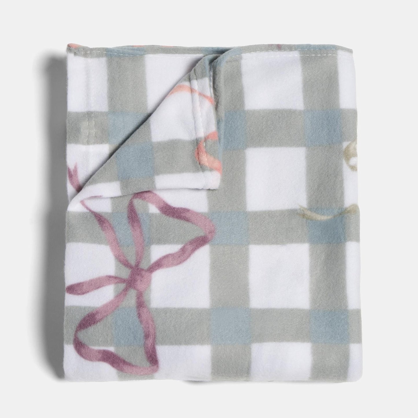 OHS Bow Gingham Throw Soft Blanket Polar Fleece Lightweight Bedspread