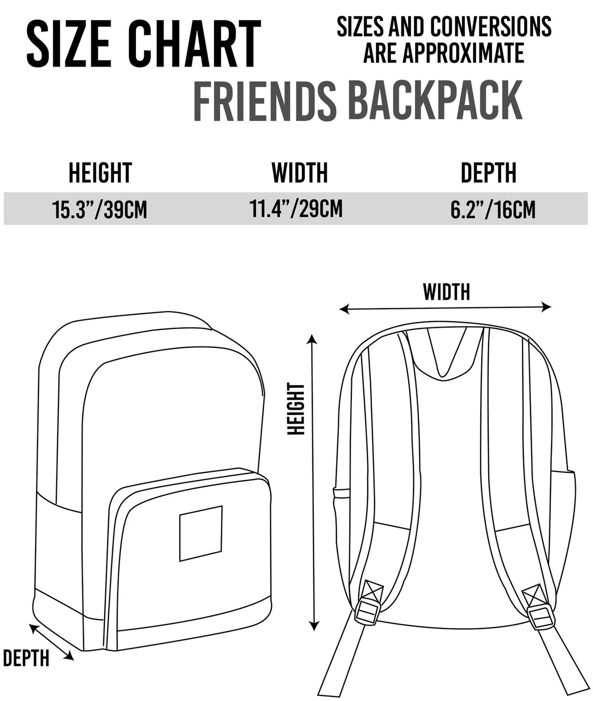 Friends Backpack | Unisex Kids Black | Official Merch