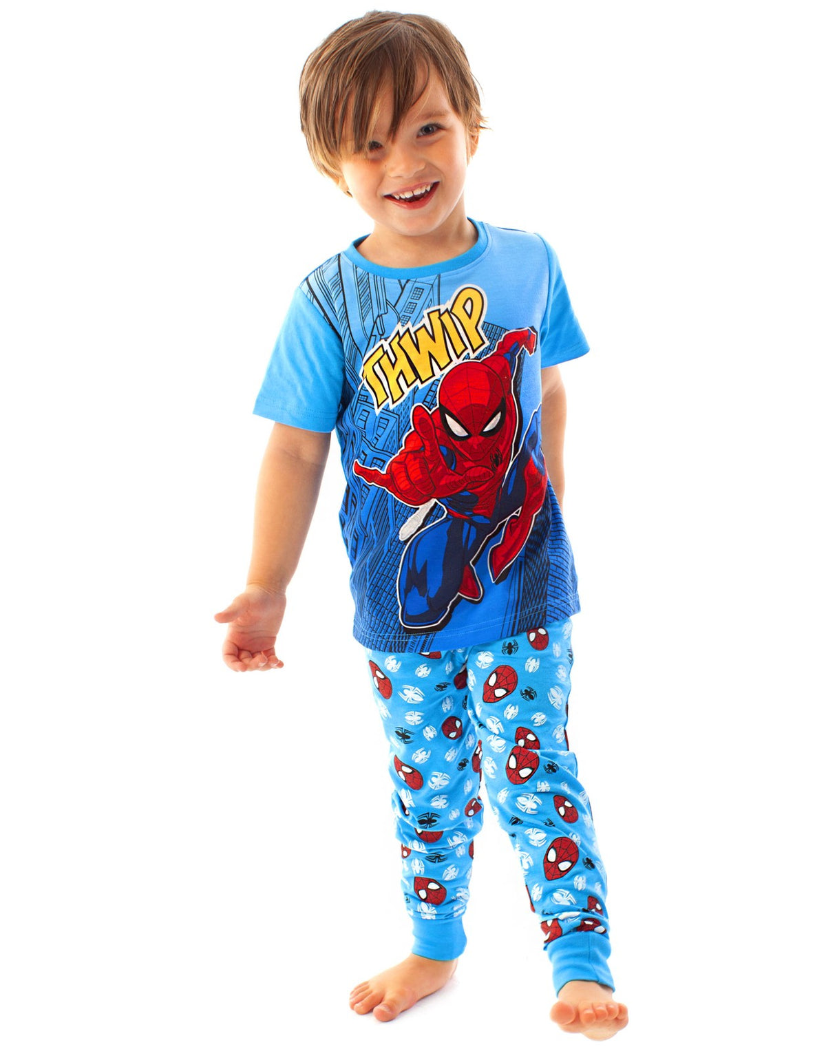 Marvel Short Sleeve Long Leg Pyjama Set | Unisex Kids Blue | Official Merch