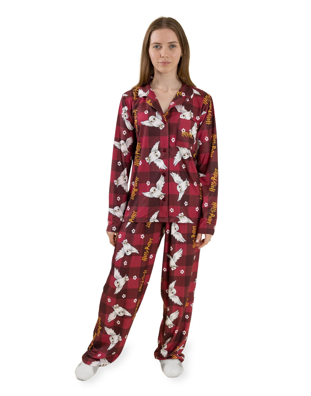 Harry Potter Long Sleeve Long Leg Pyjama Set | Womens Red | Official Merch