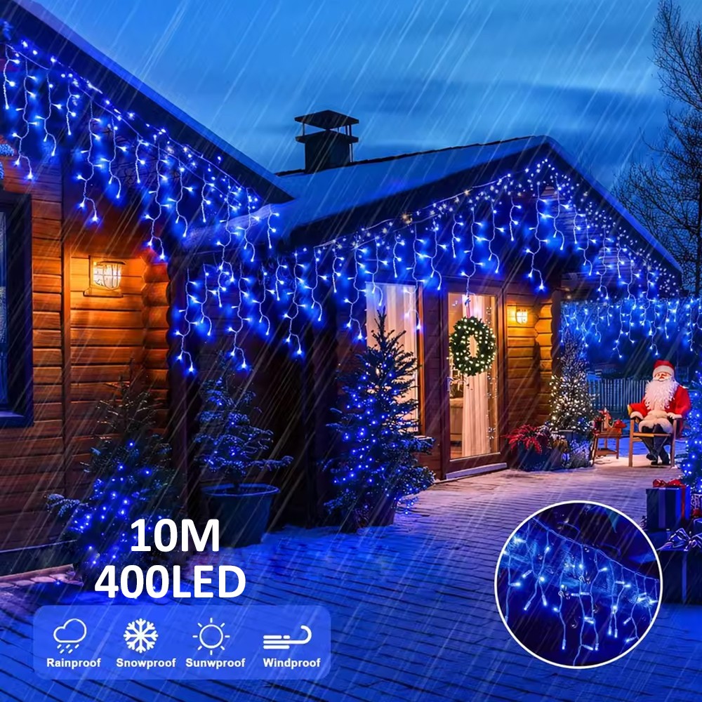 CHRISTMAS LED WHITE SNOWING ICICLE BRIGHT PARTY WEDDING XMAS OUTDOOR LIGHTS