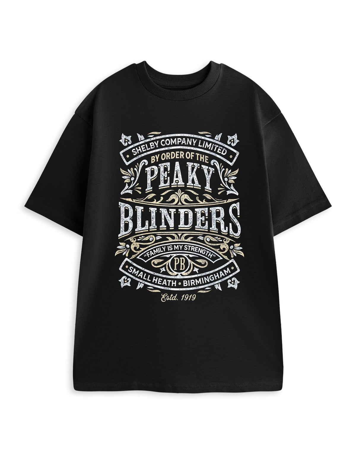 Peaky Blinders Short Sleeved T-Shirt | Mens Black | Official Merch