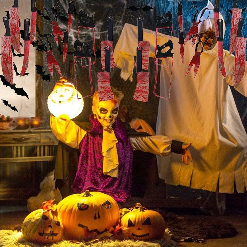 3 Set Halloween Bloody Weapons Scary Garland Banner Halloween Party Decorations