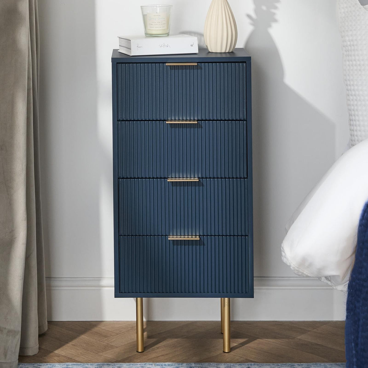 OHS Ribbed Drawer Unit Bedside Table 3/4/5/6 Draw Cabinet Nightstand Sideboard