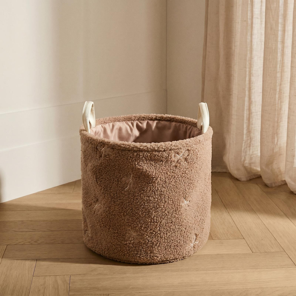 OHS Storage Basket Handles Boucle Fleece Laundry Clothes Organiser