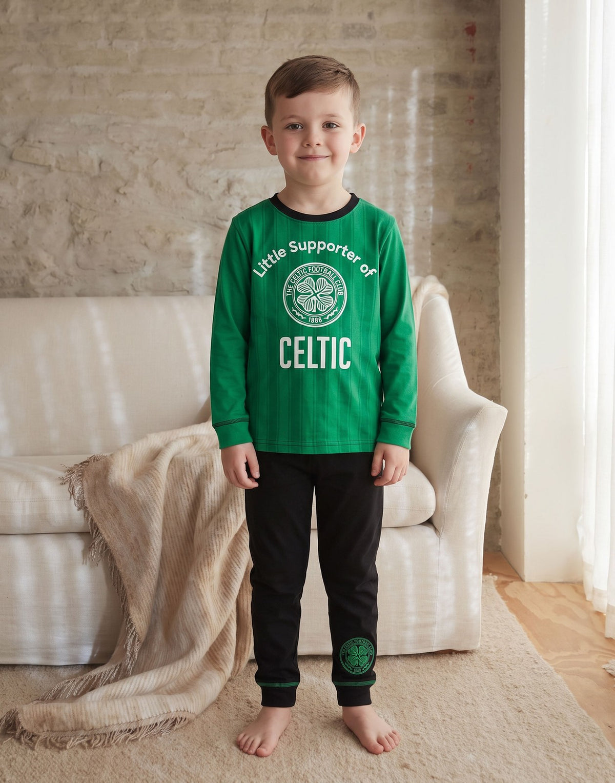 Celtic Long Sleeve Long Leg Pyjama Set | Boys Green | Official Merch
