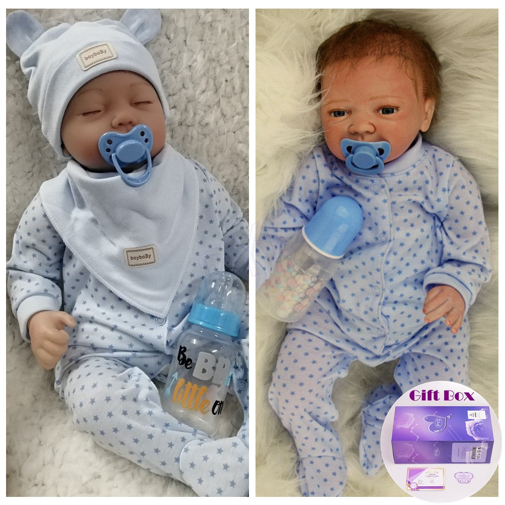 22" Lifelike Reborn Dolls Baby Twins Newborn Babies Vinyl Silicone Boy Doll Gift