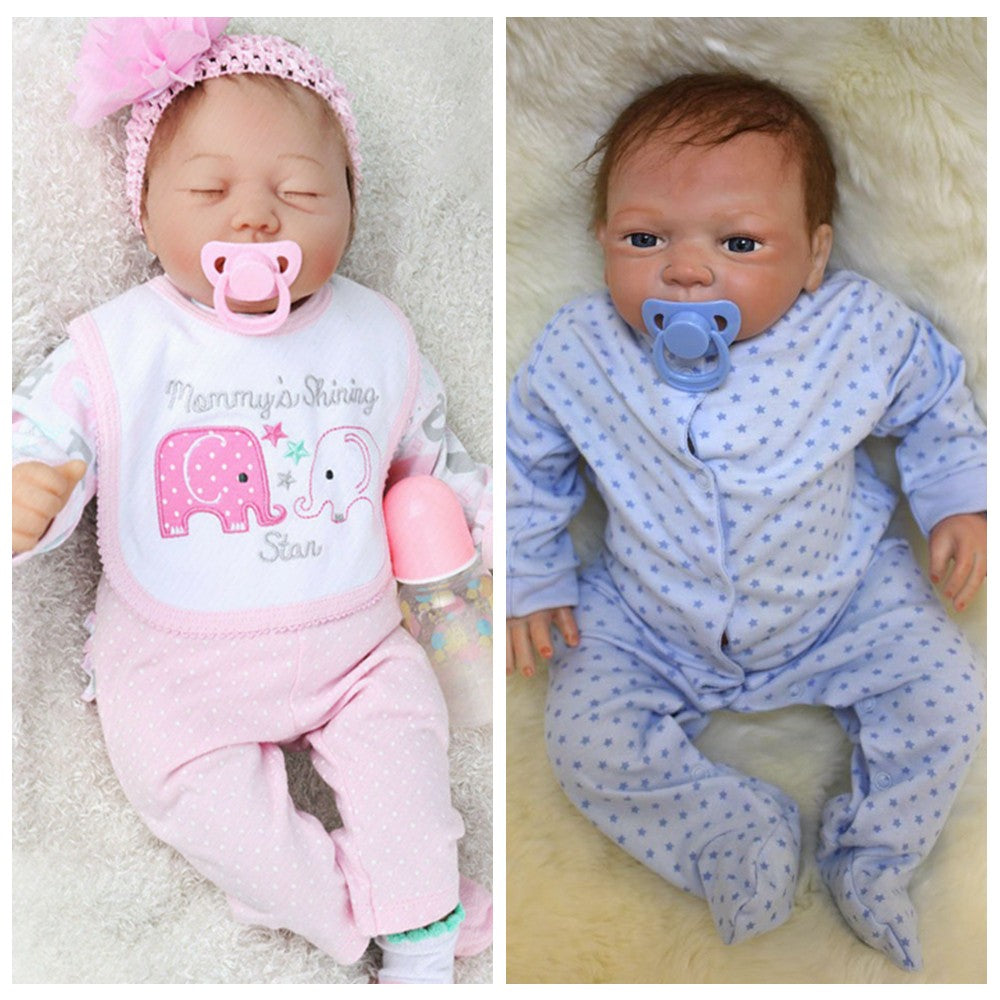 22" Reborn Dolls Realistic Boy/Girl/Twins Vinyl Silicone Handmade Newborn Doll