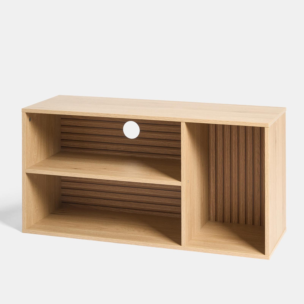 OHS Dallas TV Stand Slat Panel 3 Cube Shelves Entertainment TV Unit