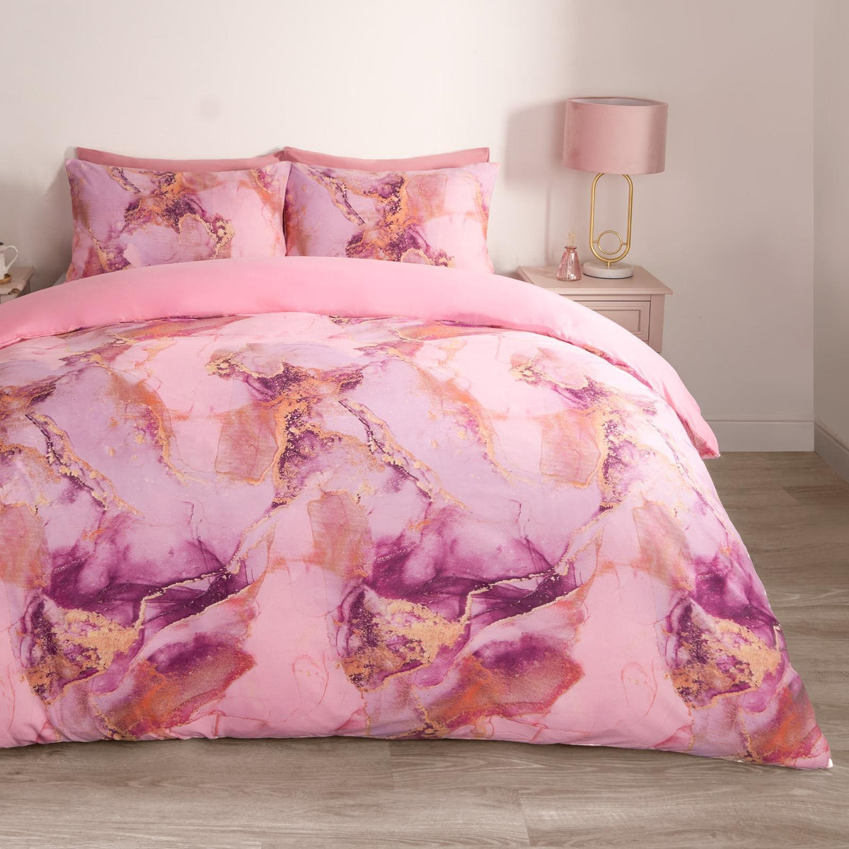 OHS Marble Bedding Set Reversible Duvet Cover with Pillowcase Single Double King