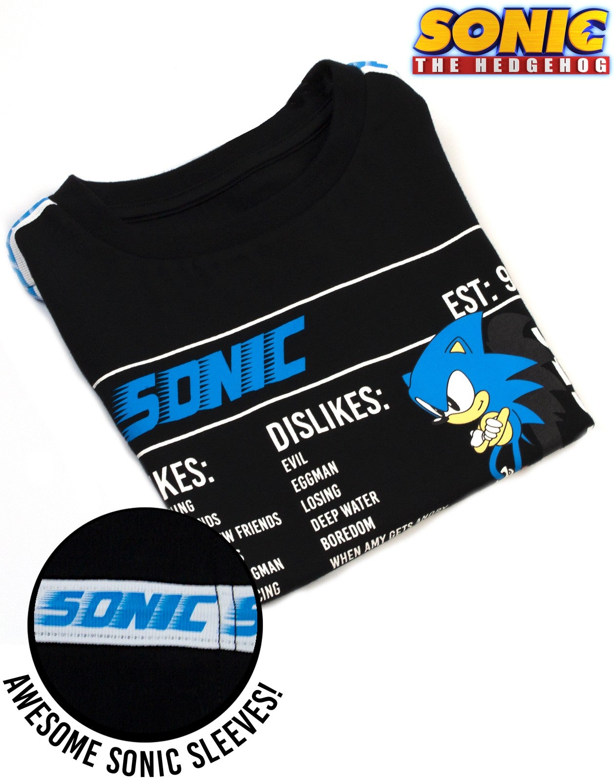 Sonic the Hedgehog Short Sleeved T-Shirt | Boys Black | Official Merch