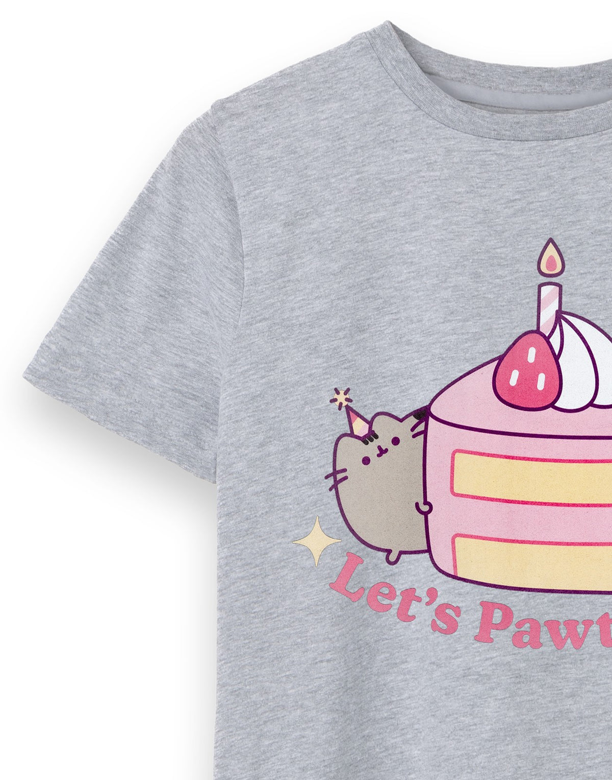 Pusheen Short Sleeved T-Shirt | Girls Grey Marl | Official Merch
