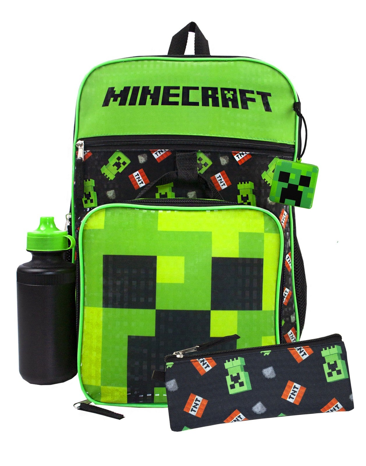 Minecraft 5 Piece Backpack Set | Boys Black Gaming | Official Merch