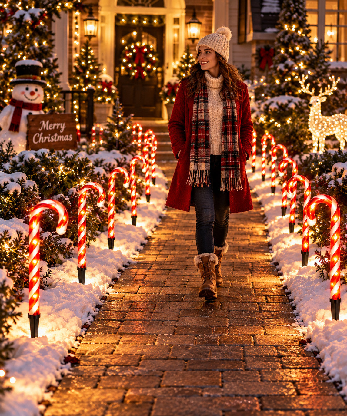 5PCS SOLAR CANDY CANE CHRISTMAS DECORATION OUTDOOR GARDEN PATHWAY STAKE LIGHT