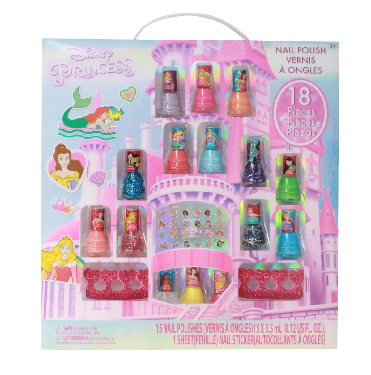 Disney Princess A Magical Manicure 15 Piece Nail Polish Set with Stickers