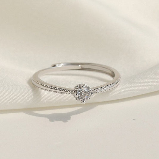 925 Sterling Silver Crystal Adjustable Ring Fashion Women Girls Jewellery Gift