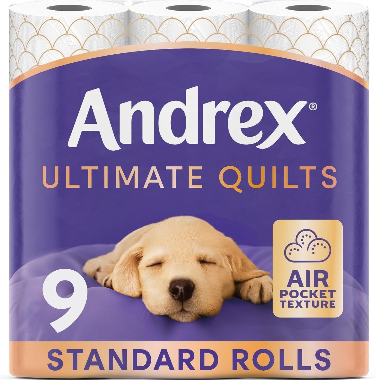 Andrex Ultimate Quilts Toilet Tissue 9 Standard Toilet Rolls, Air Pocket